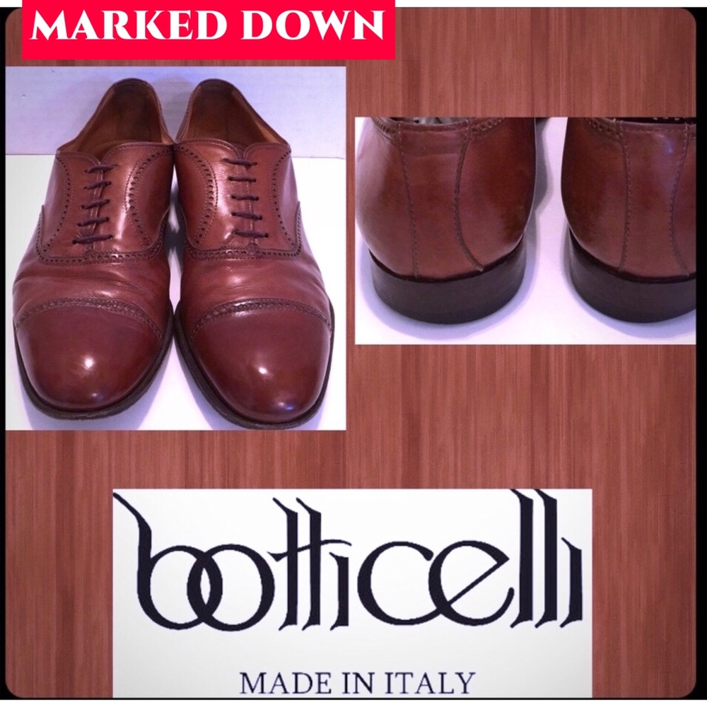 🪀BOTTICELLI LEATHER DRESS WINGTIP TIED Shoe 8.5